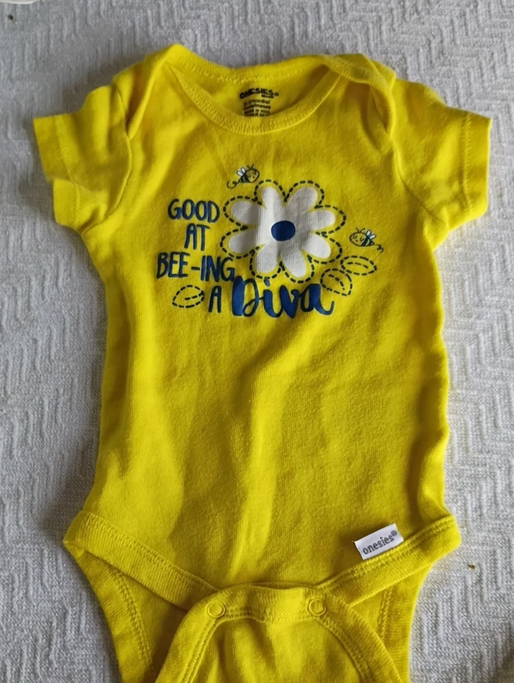 Yellow Baby One-Piece Bodysuit with Daisy & Bee Graphic